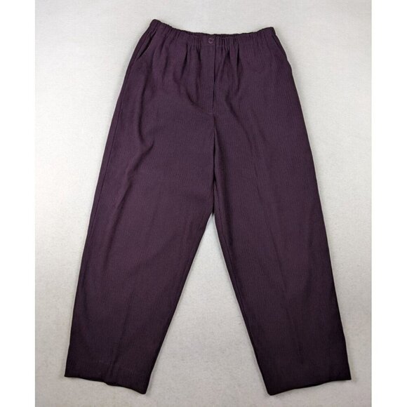 T & COMPANY - WOMEN'S PURPLE STRIPED ELASTIC WAIST PULL-ON PANTS - SIZE 12 - Picture 4 of 10